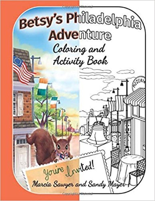 Cover of Activity Book showing half of image colored and other half not colored